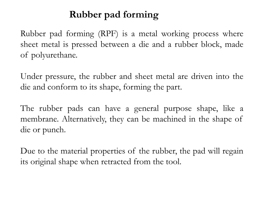 rubber pad forming