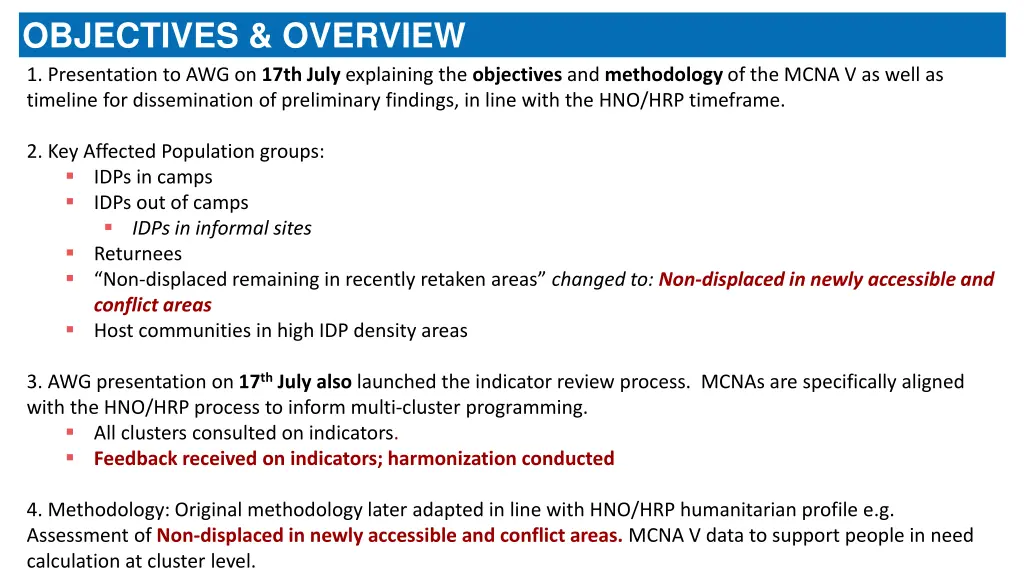 objectives overview 1 presentation to awg on 17th