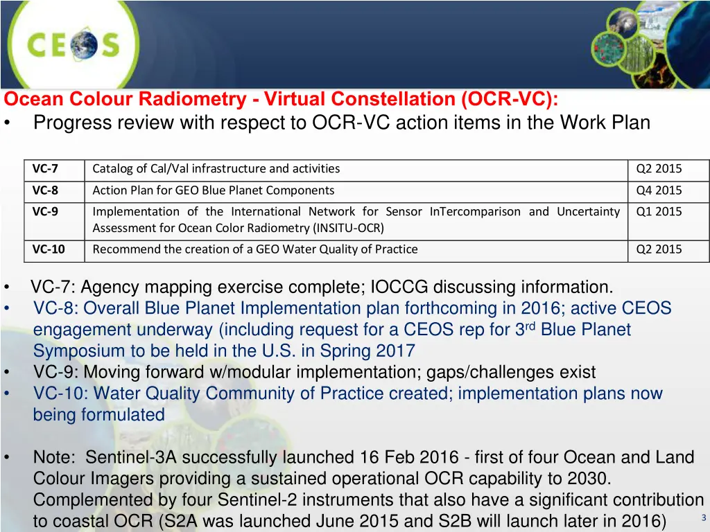 ocean colour radiometry virtual constellation 1