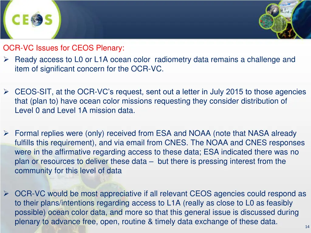 ocr vc issues for ceos plenary ready access