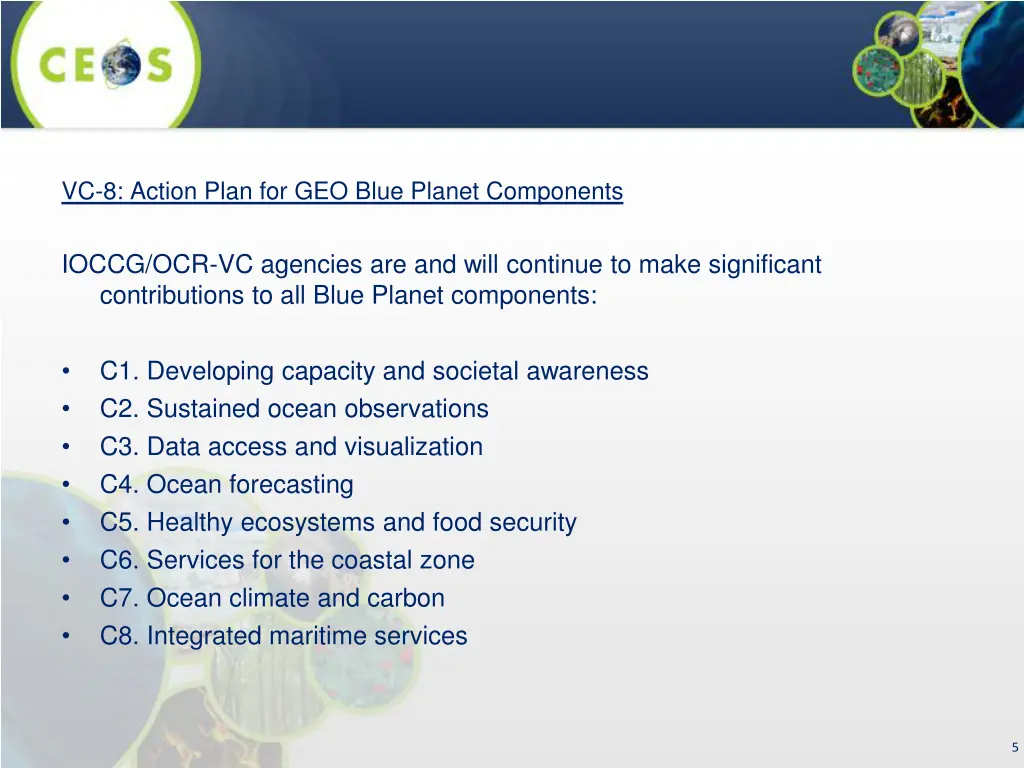 vc 8 action plan for geo blue planet components
