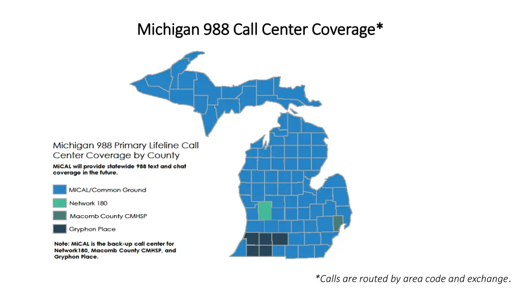 michigan 988 call center coverage michigan