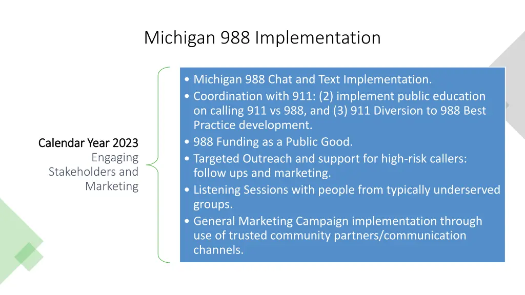 michigan 988 implementation 1