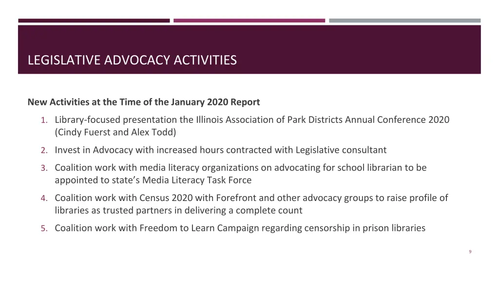 legislative advocacy activities 1