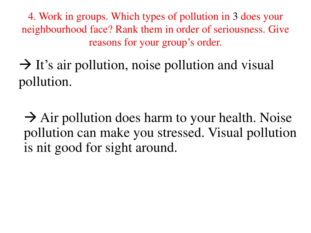 4 work in groups which types of pollution