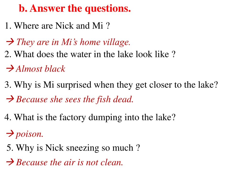 b answer the questions 1 where are nick and mi