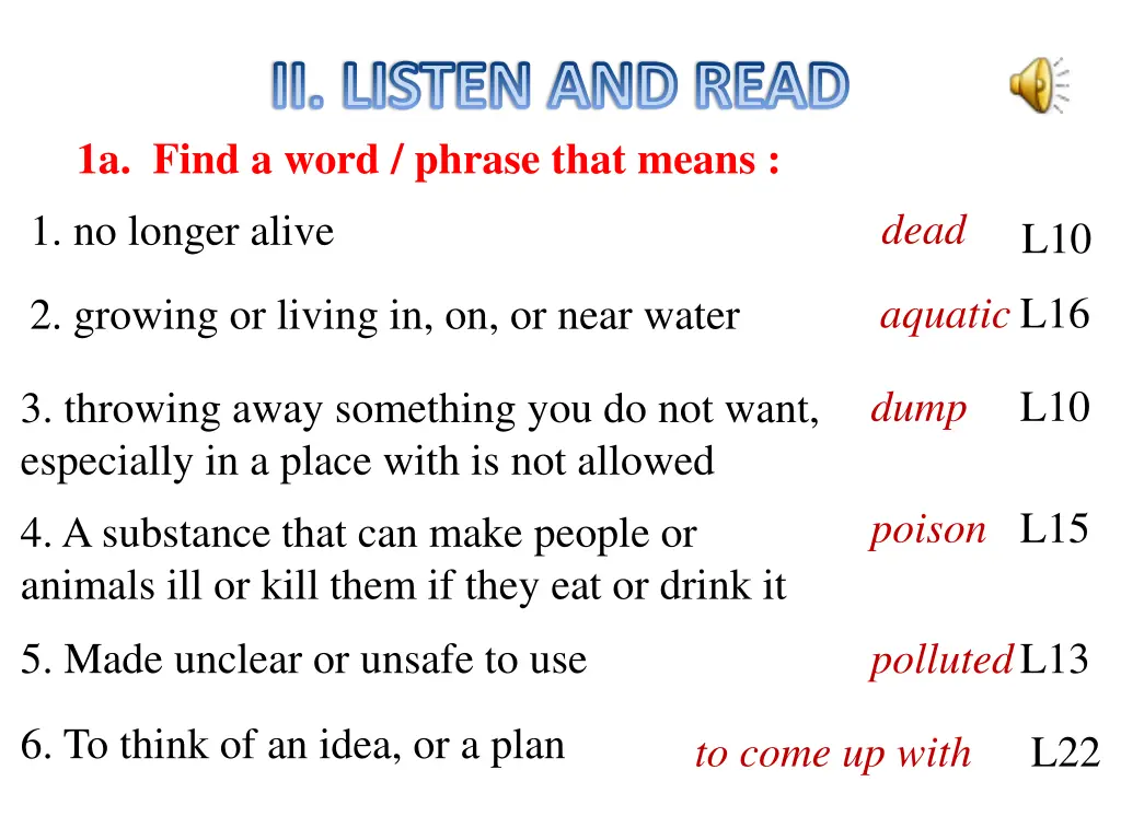 ii listen and read