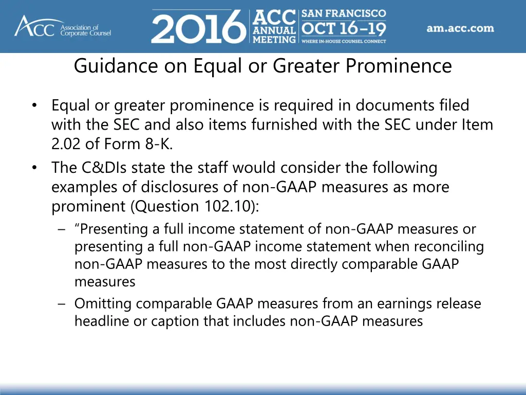 guidance on equal or greater prominence