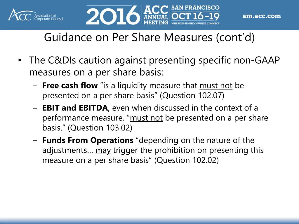 guidance on per share measures cont d