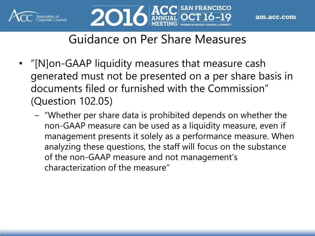 guidance on per share measures