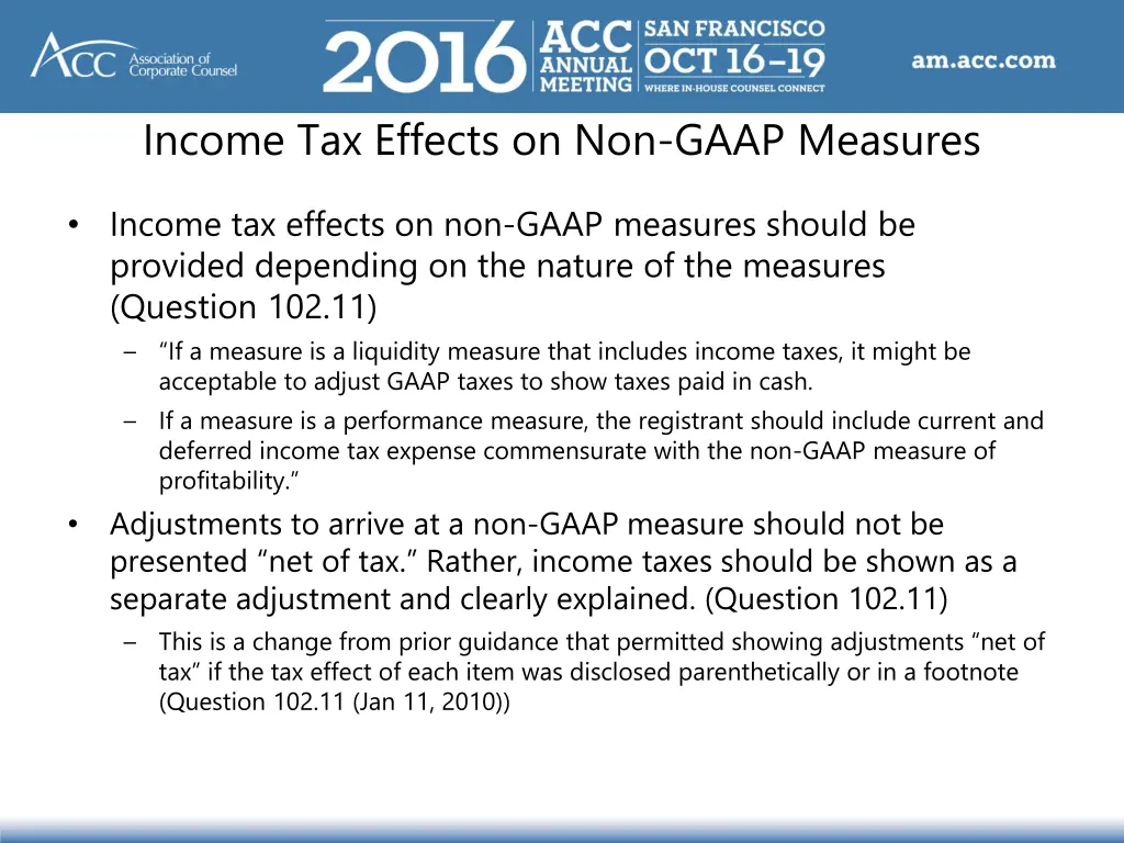income tax effects on non gaap measures