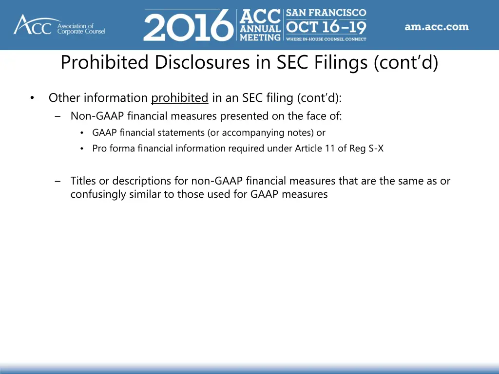 prohibited disclosures in sec filings cont d