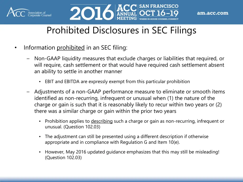 prohibited disclosures in sec filings