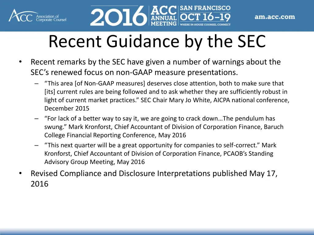 recent guidance by the sec