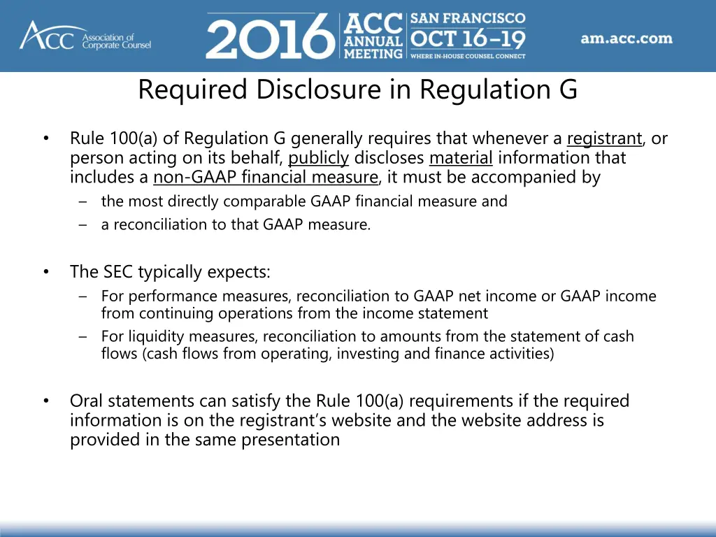 required disclosure in regulation g