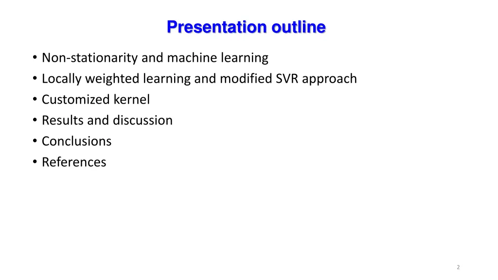 presentation outline