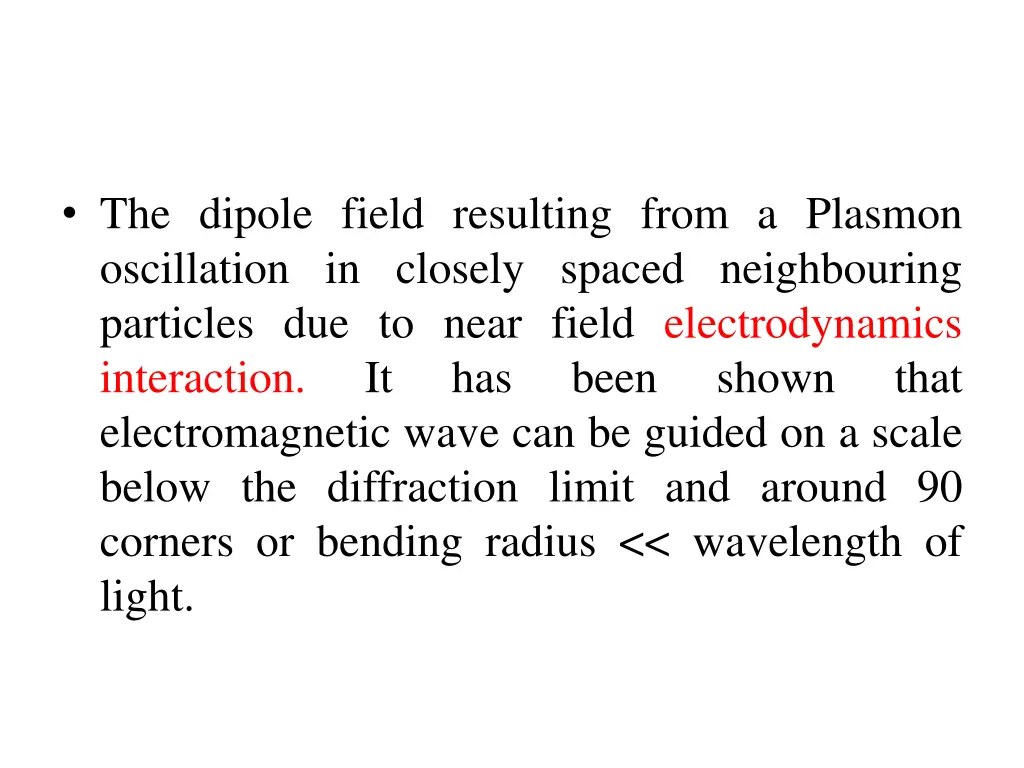 the dipole field resulting from a plasmon
