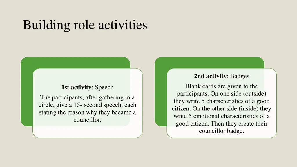 building role activities