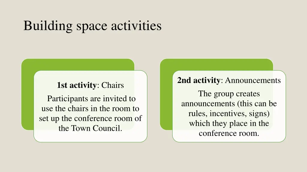 building space activities