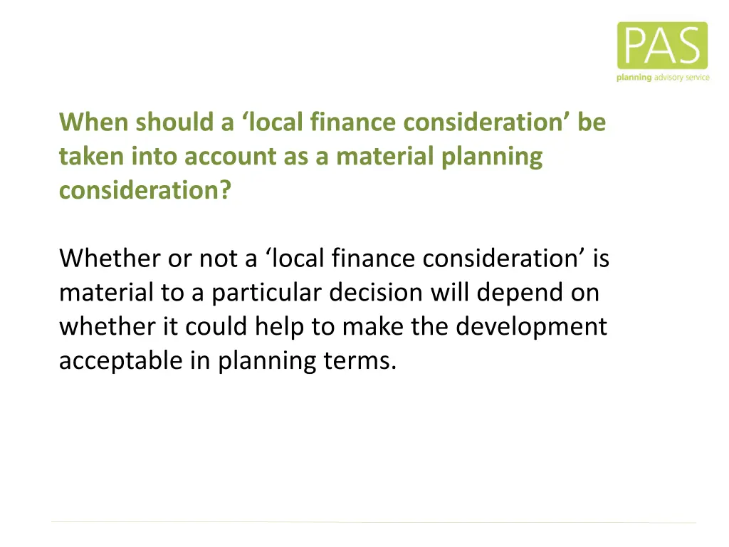 when should a local finance consideration