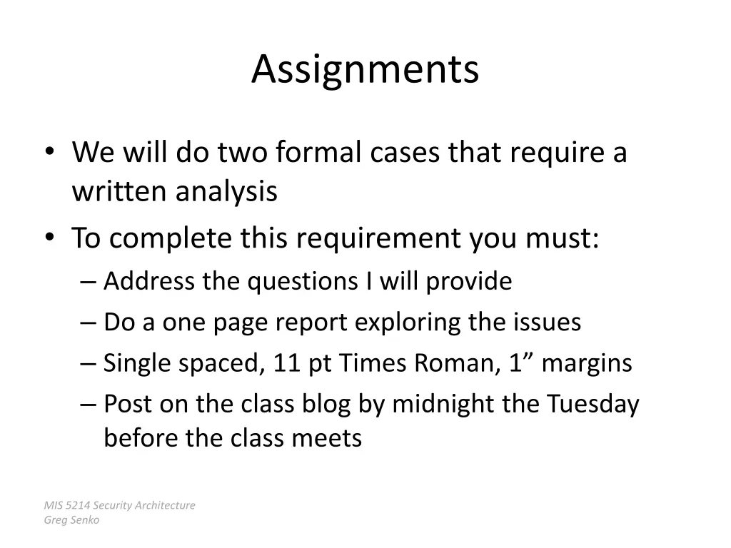 assignments