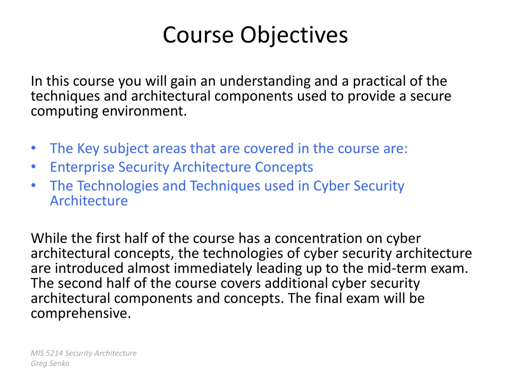 course objectives