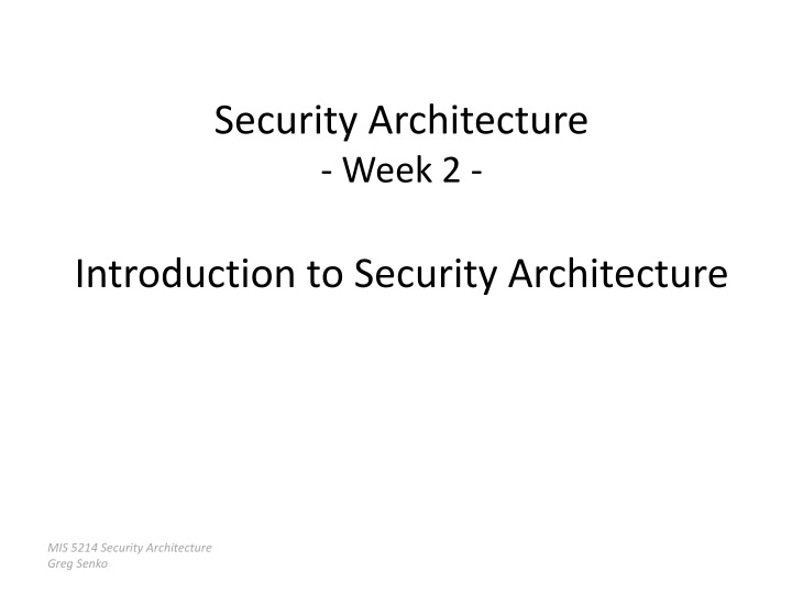 security architecture week 2