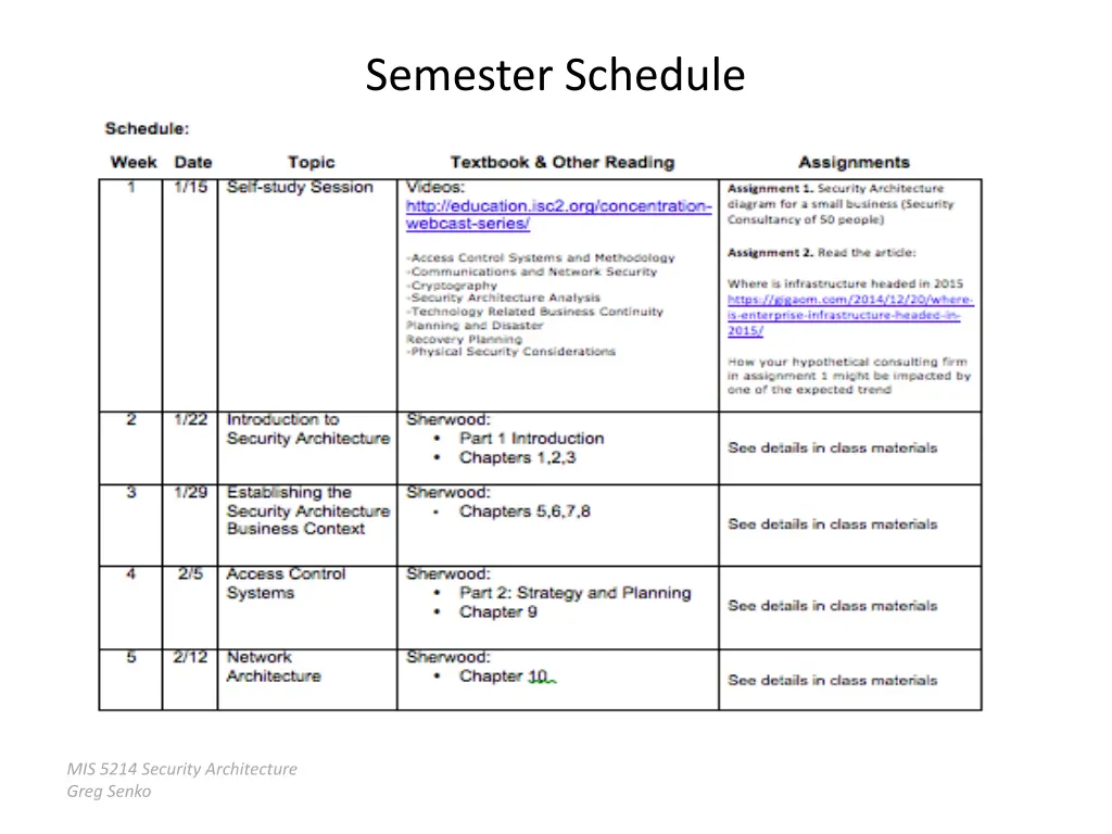 semester schedule