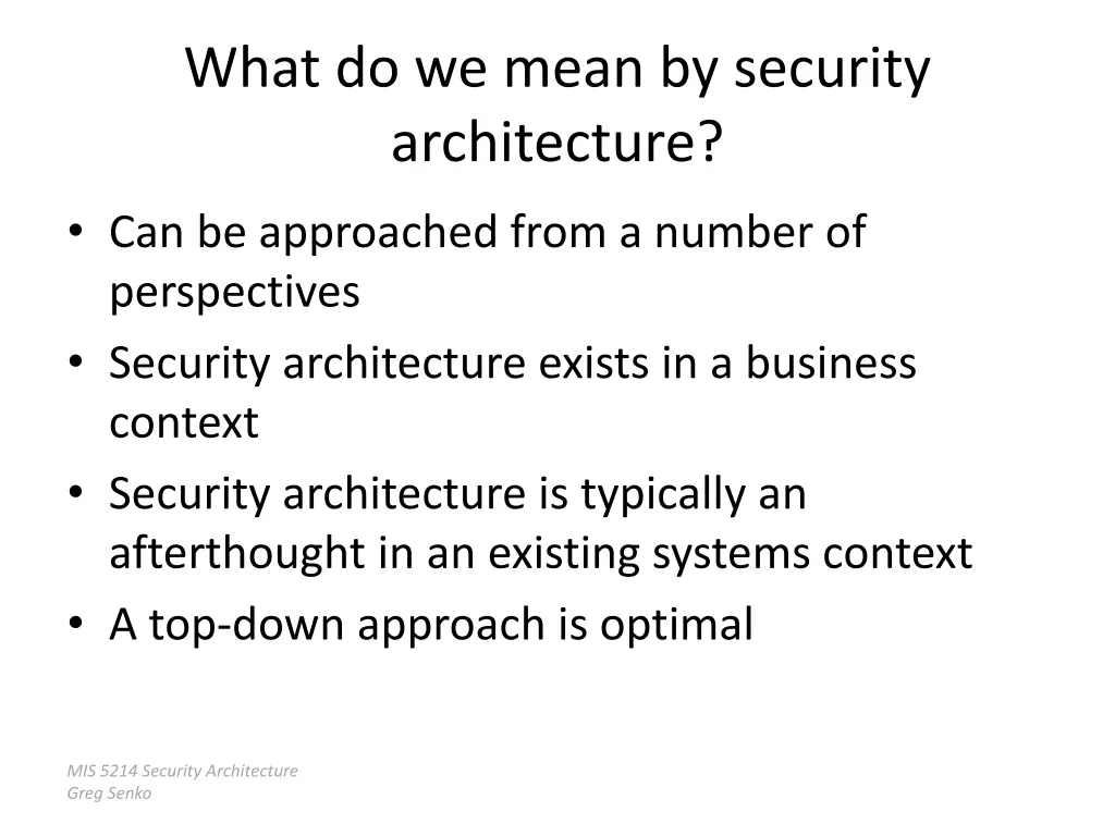 what do we mean by security architecture