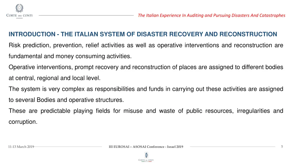 the italian experience in auditing and pursuing 3