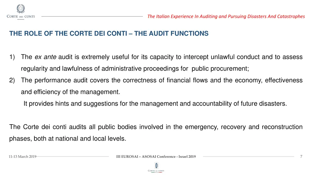 the italian experience in auditing and pursuing 5