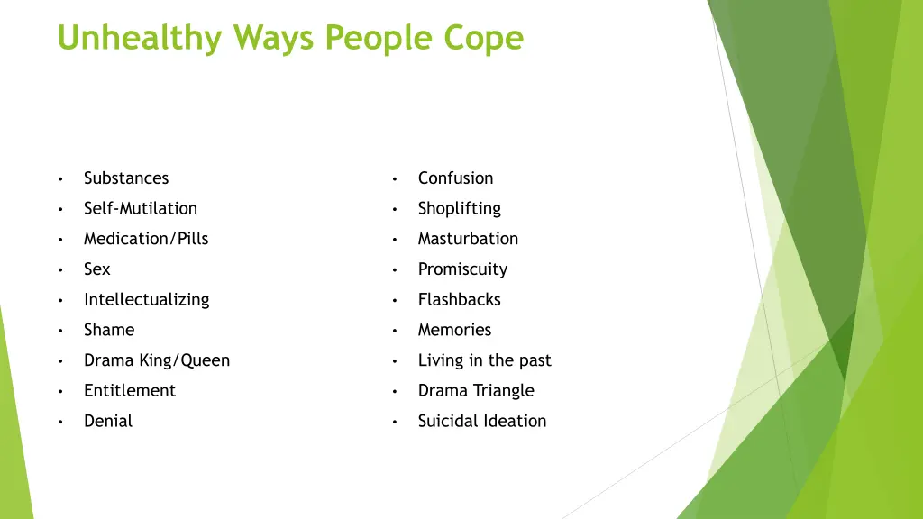 unhealthy ways people cope