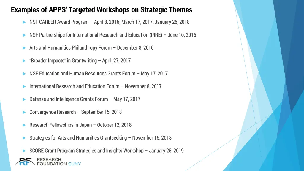 examples of apps targeted workshops on strategic