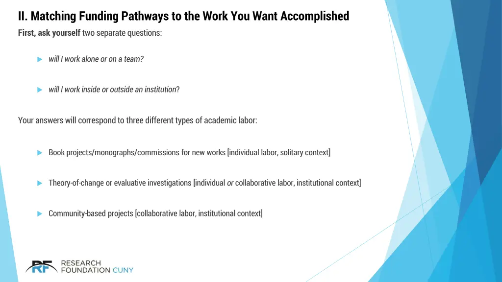 ii matching funding pathways to the work you want