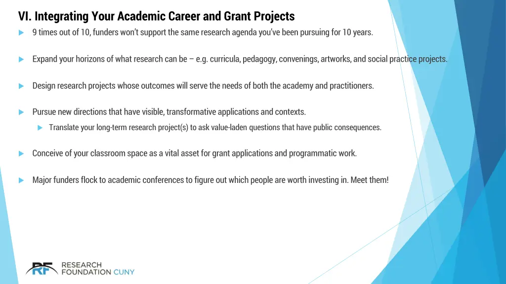 vi integrating your academic career and grant