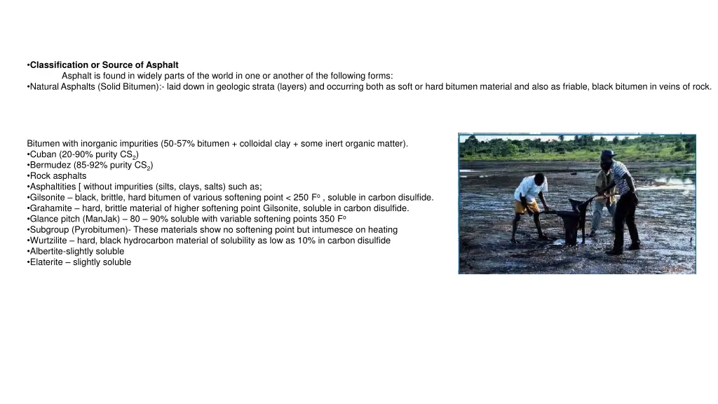 classification or source of asphalt asphalt