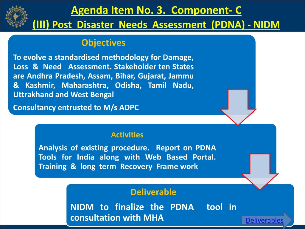 agenda item no 3 component c iii post disaster