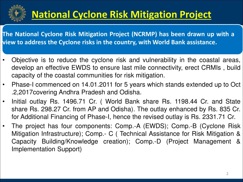 national cyclone risk mitigation project