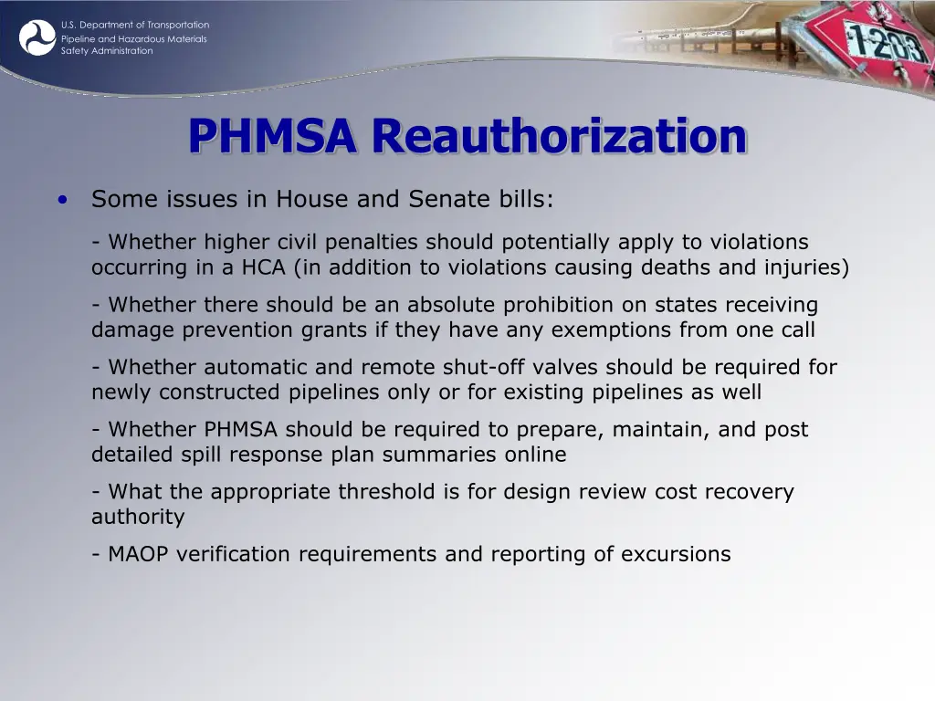 u s department of transportation pipeline 6