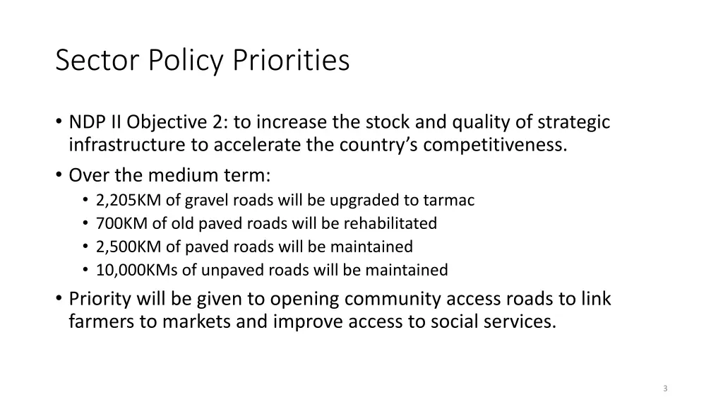 sector policy priorities