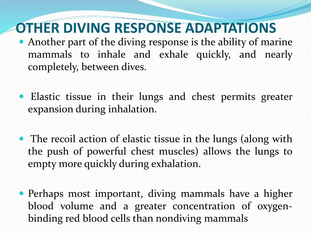 other diving response adaptations another part