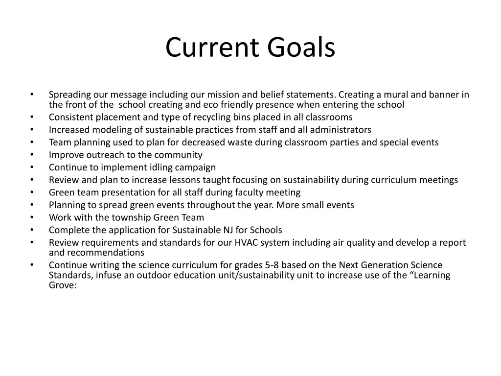 current goals