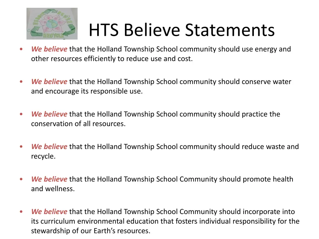 hts believe statements