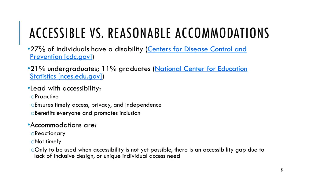 accessible vs reasonable accommodations