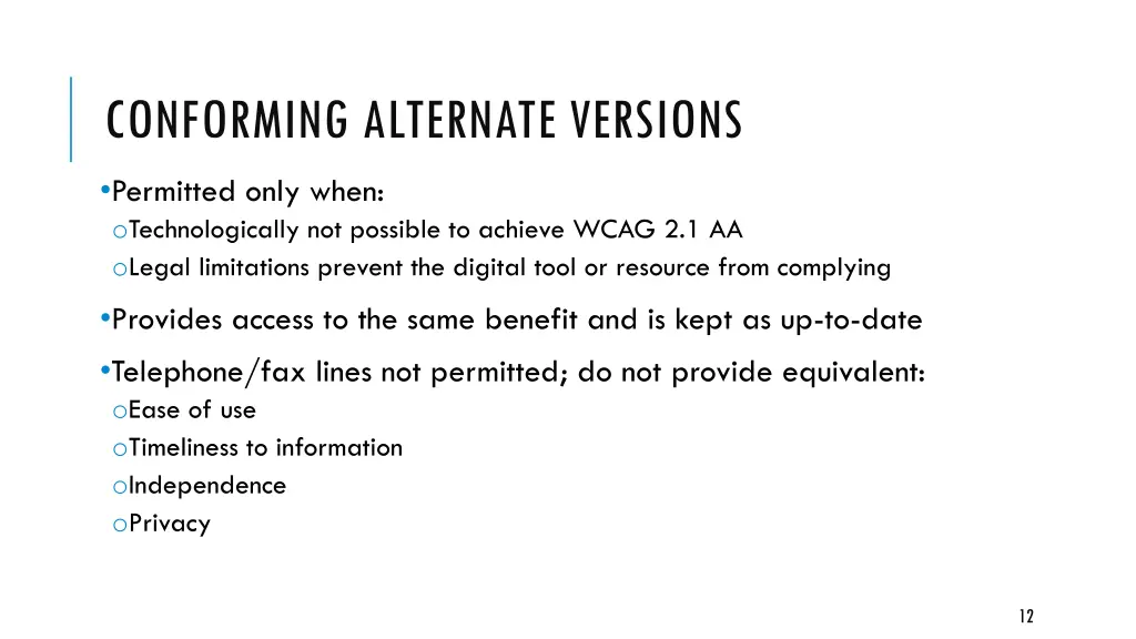 conforming alternate versions