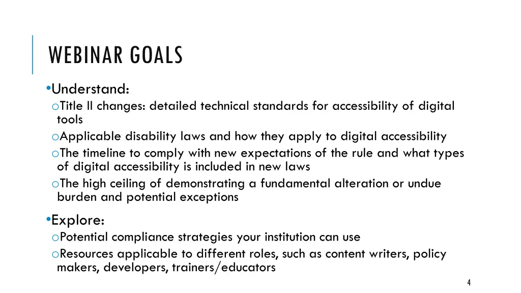 webinar goals