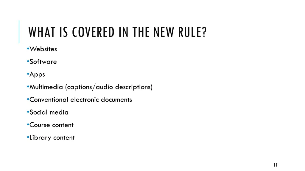 what is covered in the new rule websites