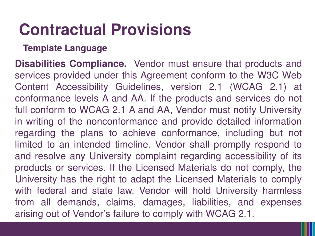 contractual provisions template language