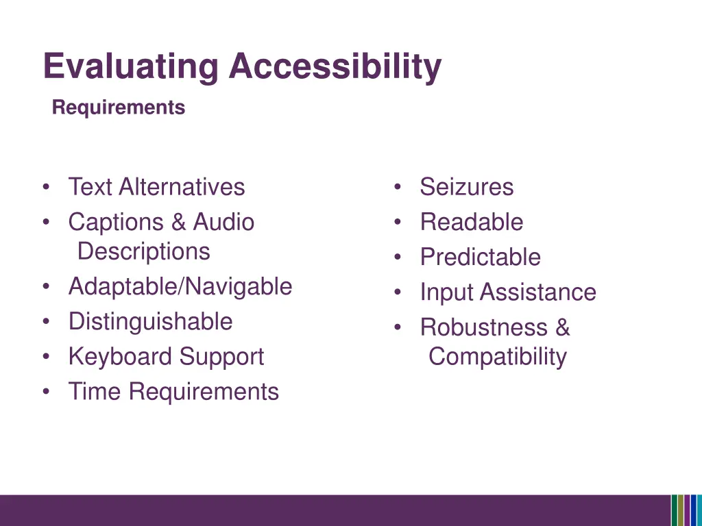 evaluating accessibility requirements