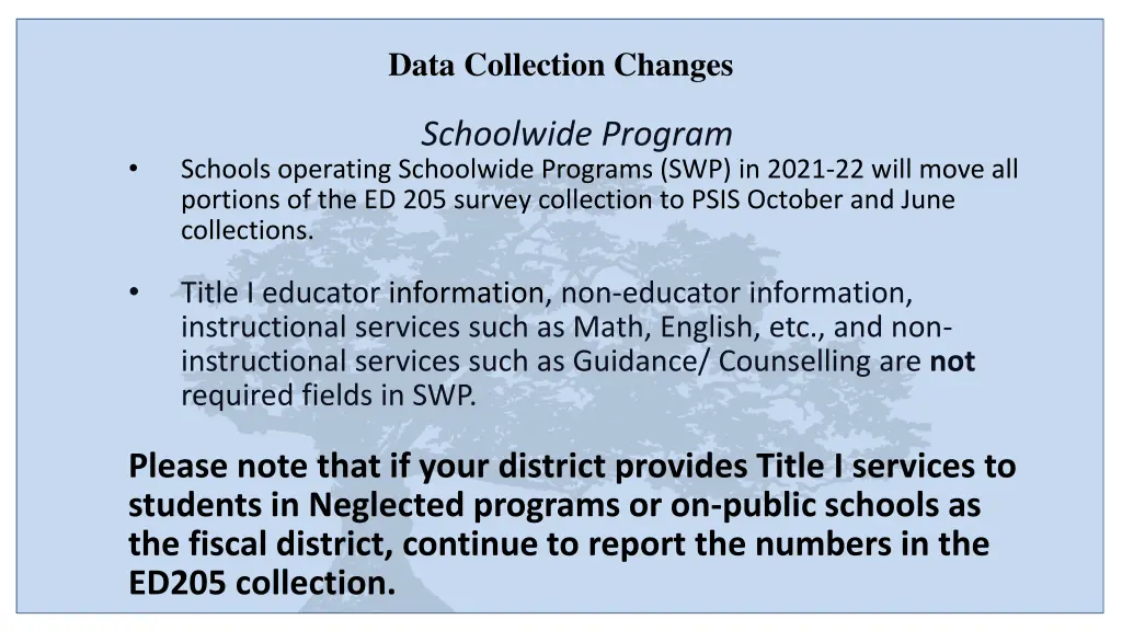 data collection changes 1